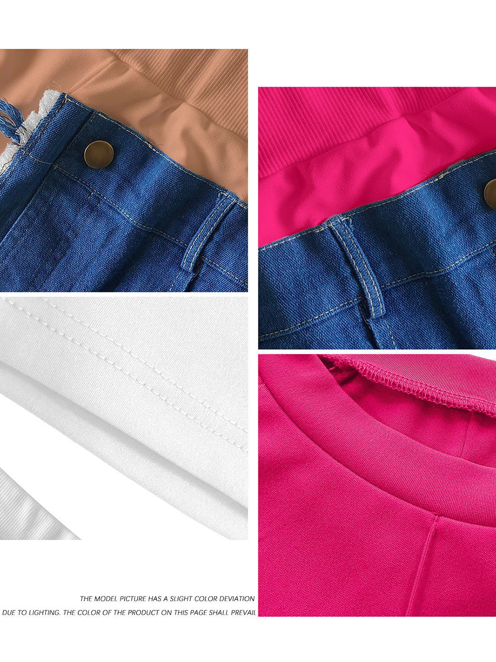 Colorblock Denim Top Shorts Set