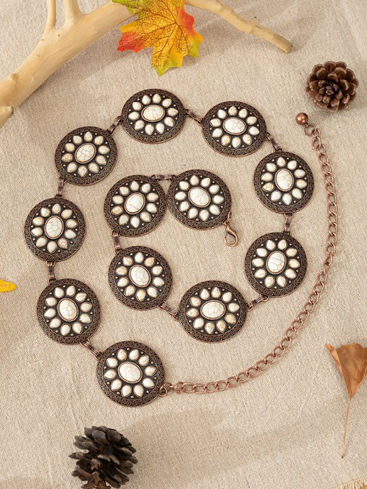 Bohemian Ethnic Turquoise Alloy Chain Belt