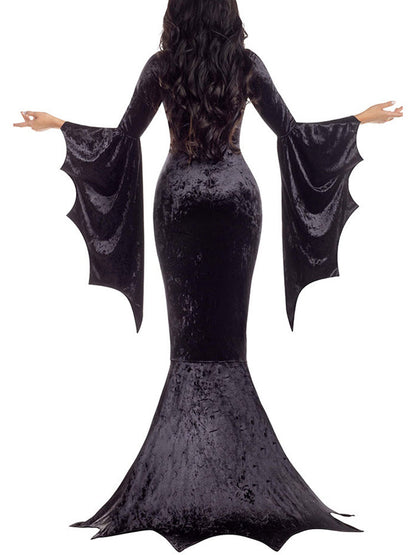 Halloween Costume Velvet Gothic Maxi Dress