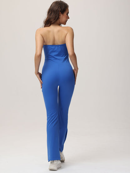 Off Shoulder Solid Color Flare Jumpsuits