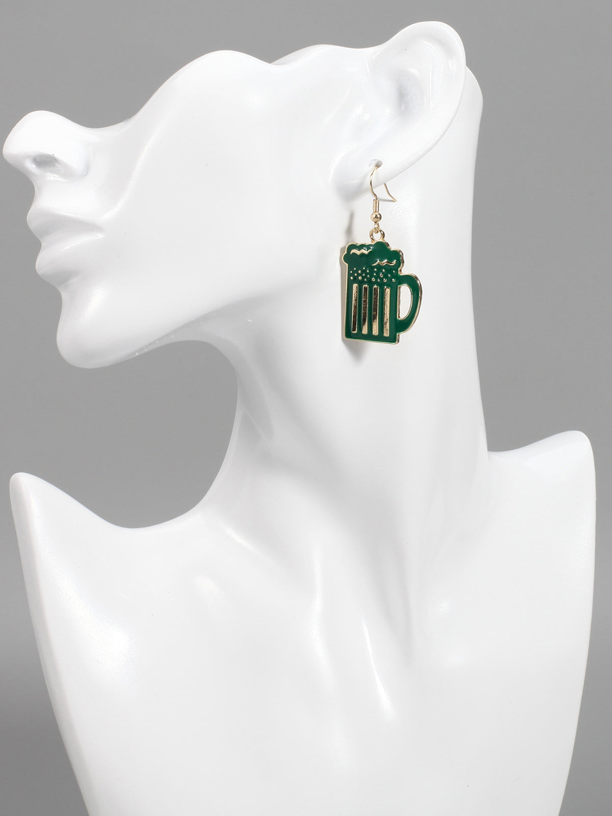 St Patrick's Day Clover Beer Earrings