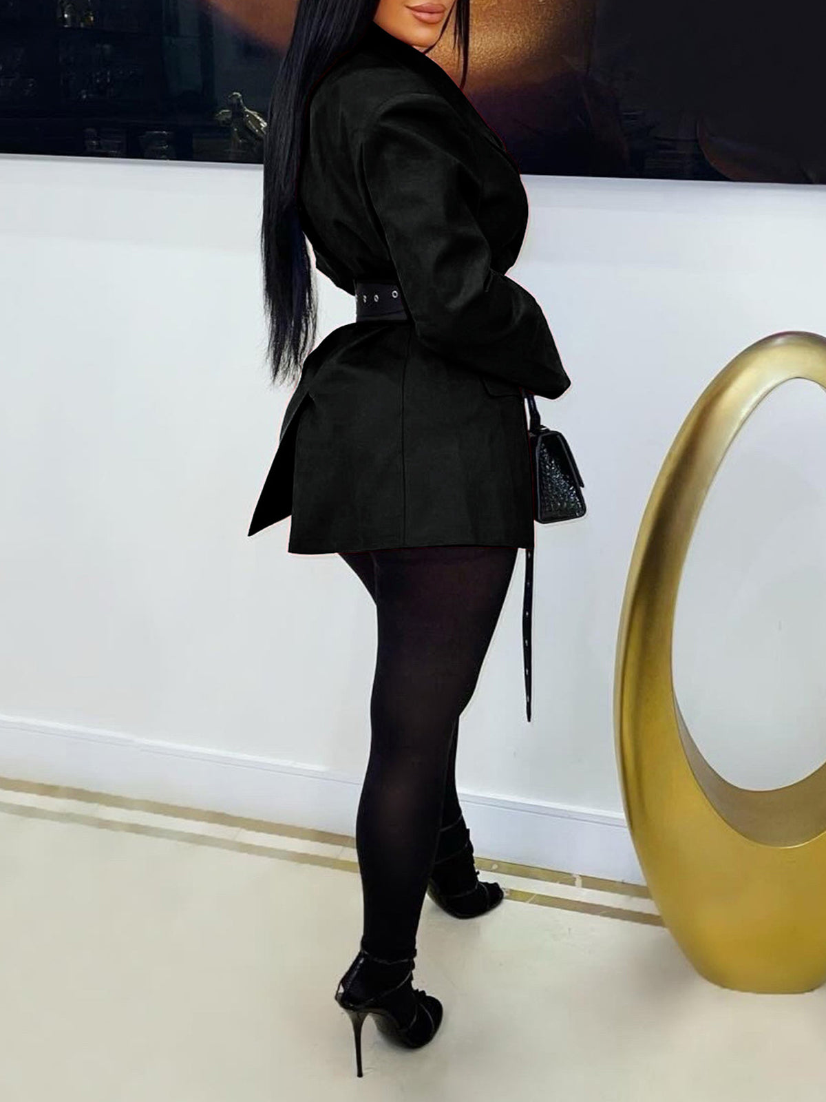 Belted Button Blazer Jacket