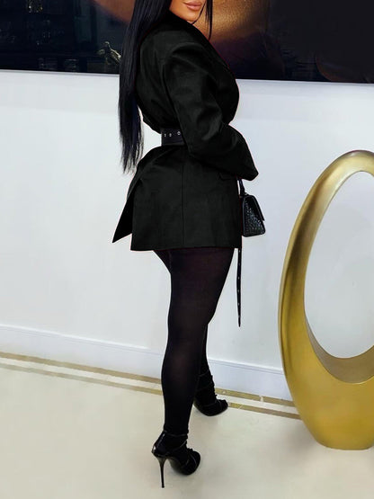 Belted Button Blazer Jacket