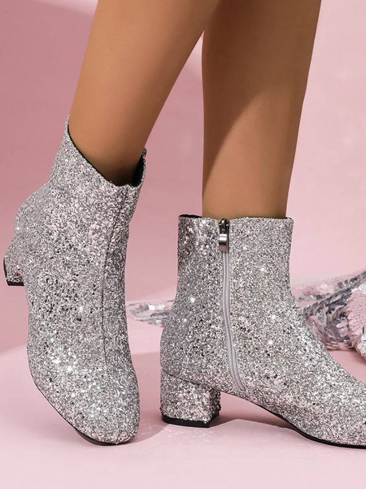 Sequin Glitter Ankle Boots