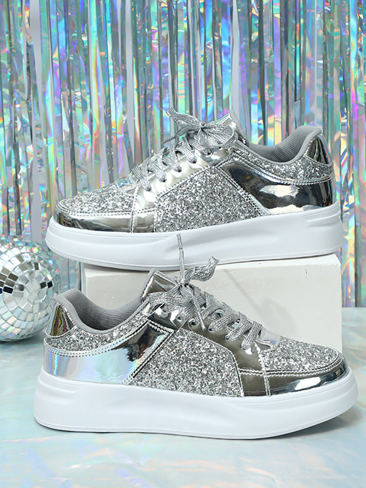 Sequin Platform Sneakers