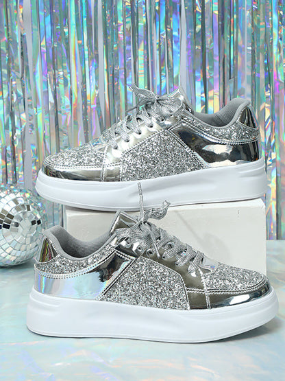 Sequin Platform Sneakers