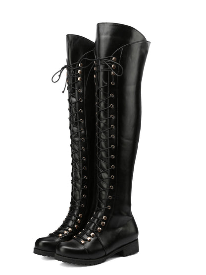 Lace-Up Over-the-Knee Riding Boots