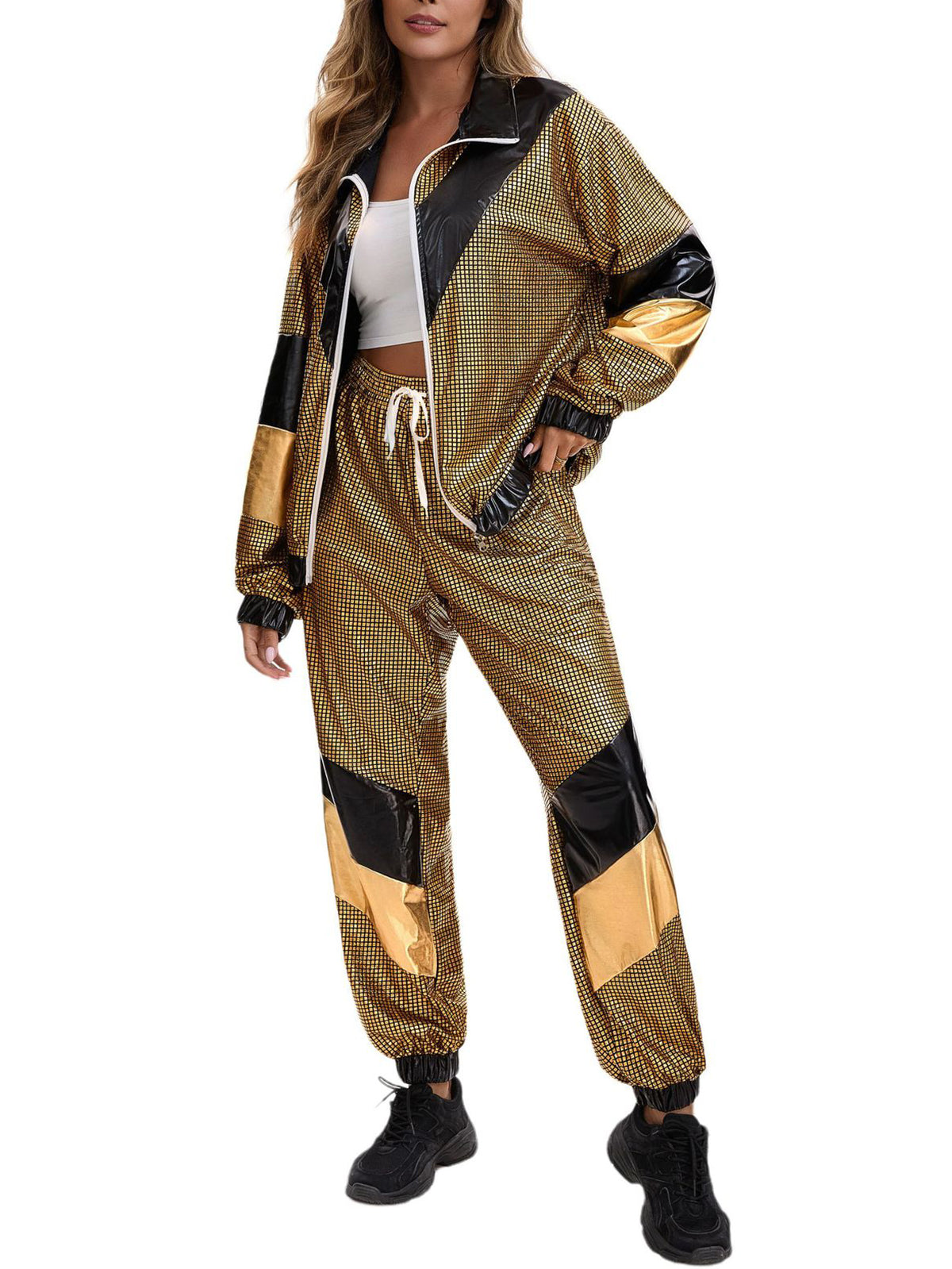 Halloween 80s Disco Glitter Jacket Pants Sets