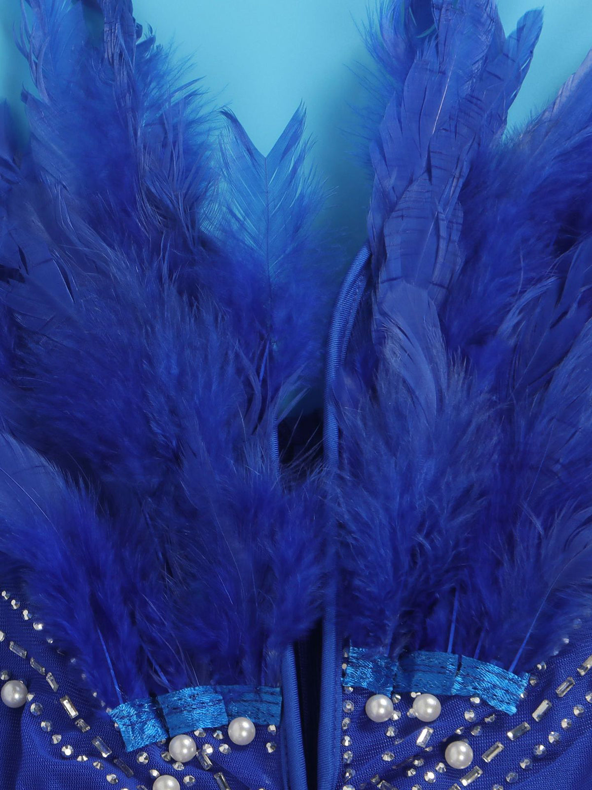 Feather Rhinestone Strapless Mini Dress