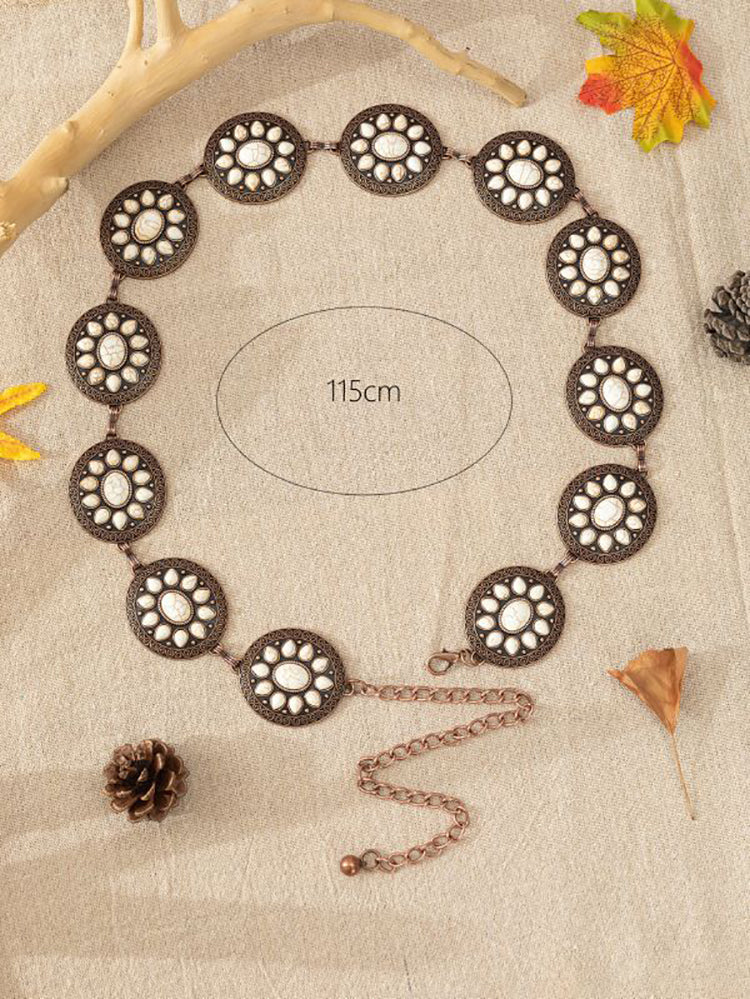 Bohemian Ethnic Turquoise Alloy Chain Belt