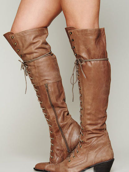 Lace-Up Over-the-Knee Boots