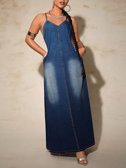 Plus Size Denim Maxi Dress
