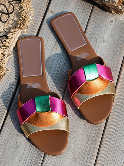 Cross Strap Flat Slides