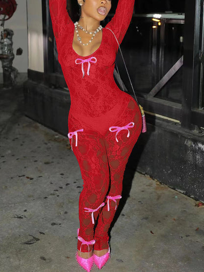 Lace Bowknot Jumpsuit