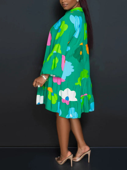 Vestido camisero de manga larga con estampado floral
