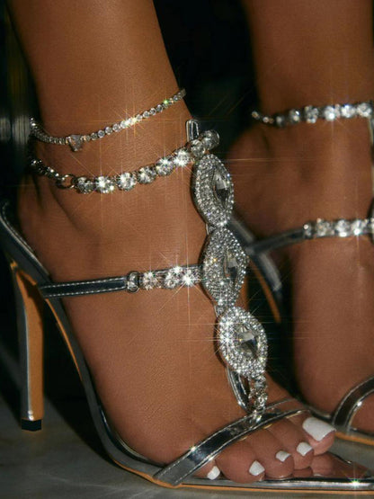 Rhinestone Chain Strap Stiletto Heels