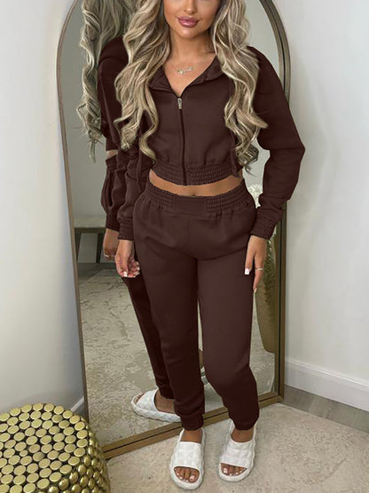 Two Piece Fleece Lined Hoodie Sweatshirt Pants Set