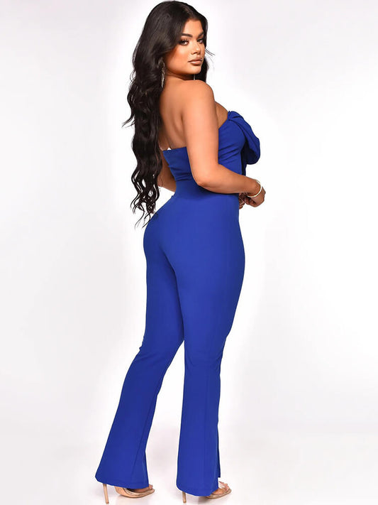 Two Piece Off Shoulder Crop Top Split Pants