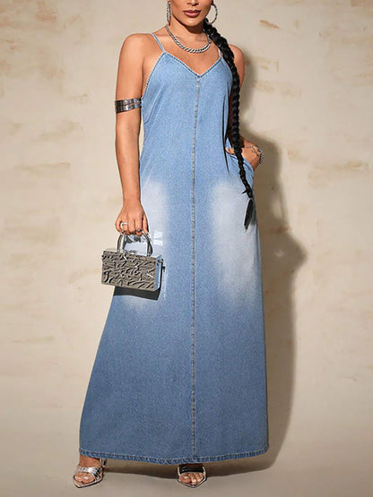 Plus Size Denim Maxi Dress