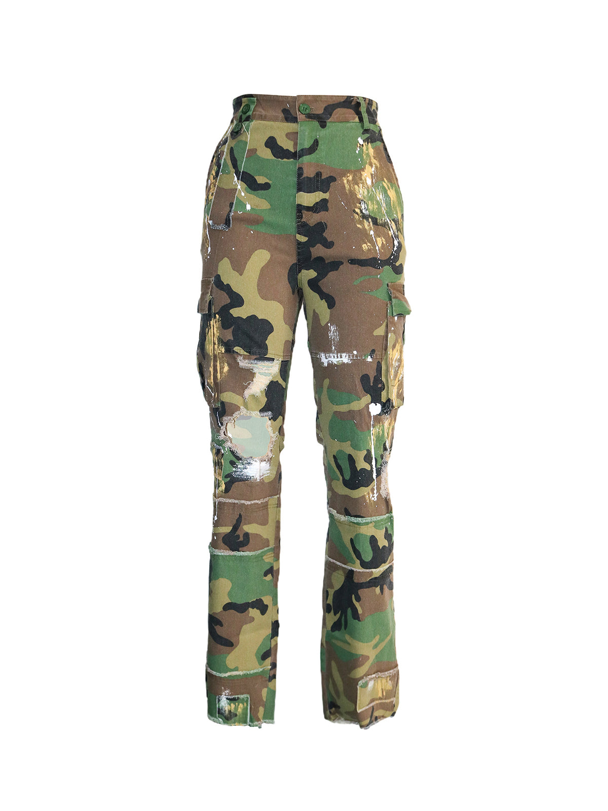 Camouflage Distressed Cargo Pants