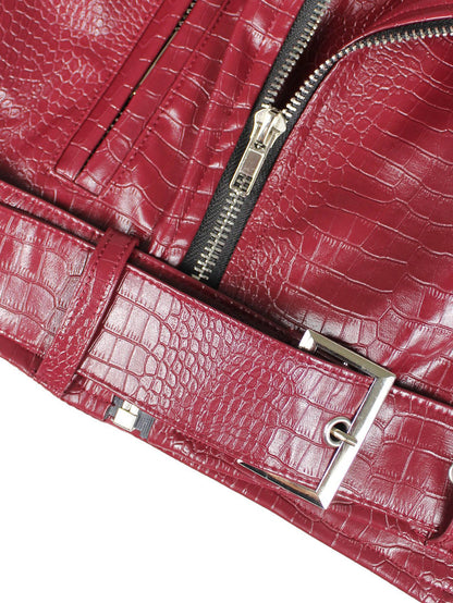 PU Leather Patchwork Moto Jacket