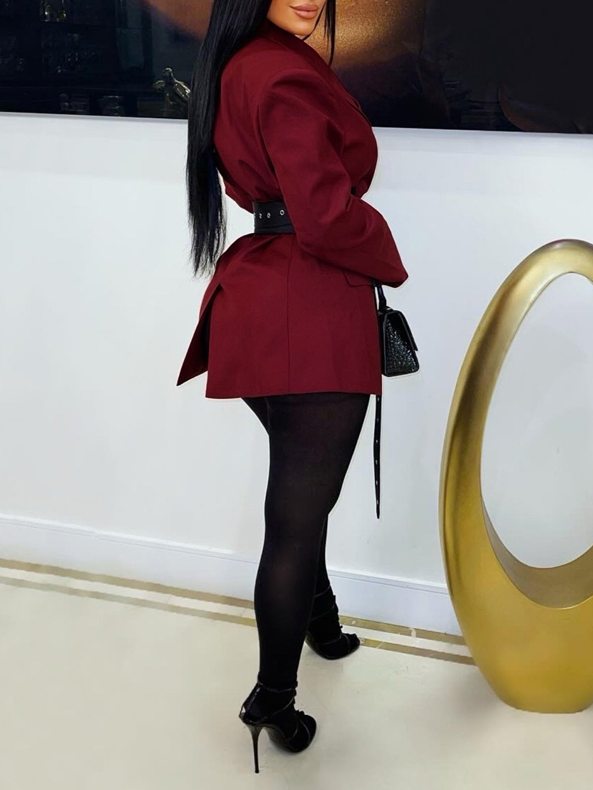 Belted Button Blazer Jacket