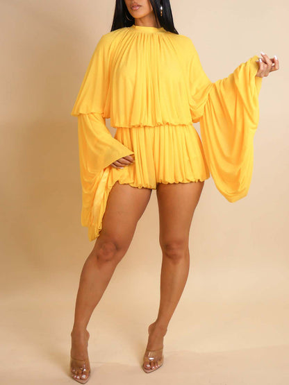 Ruffle Lantern Sleeve Top Shorts Set