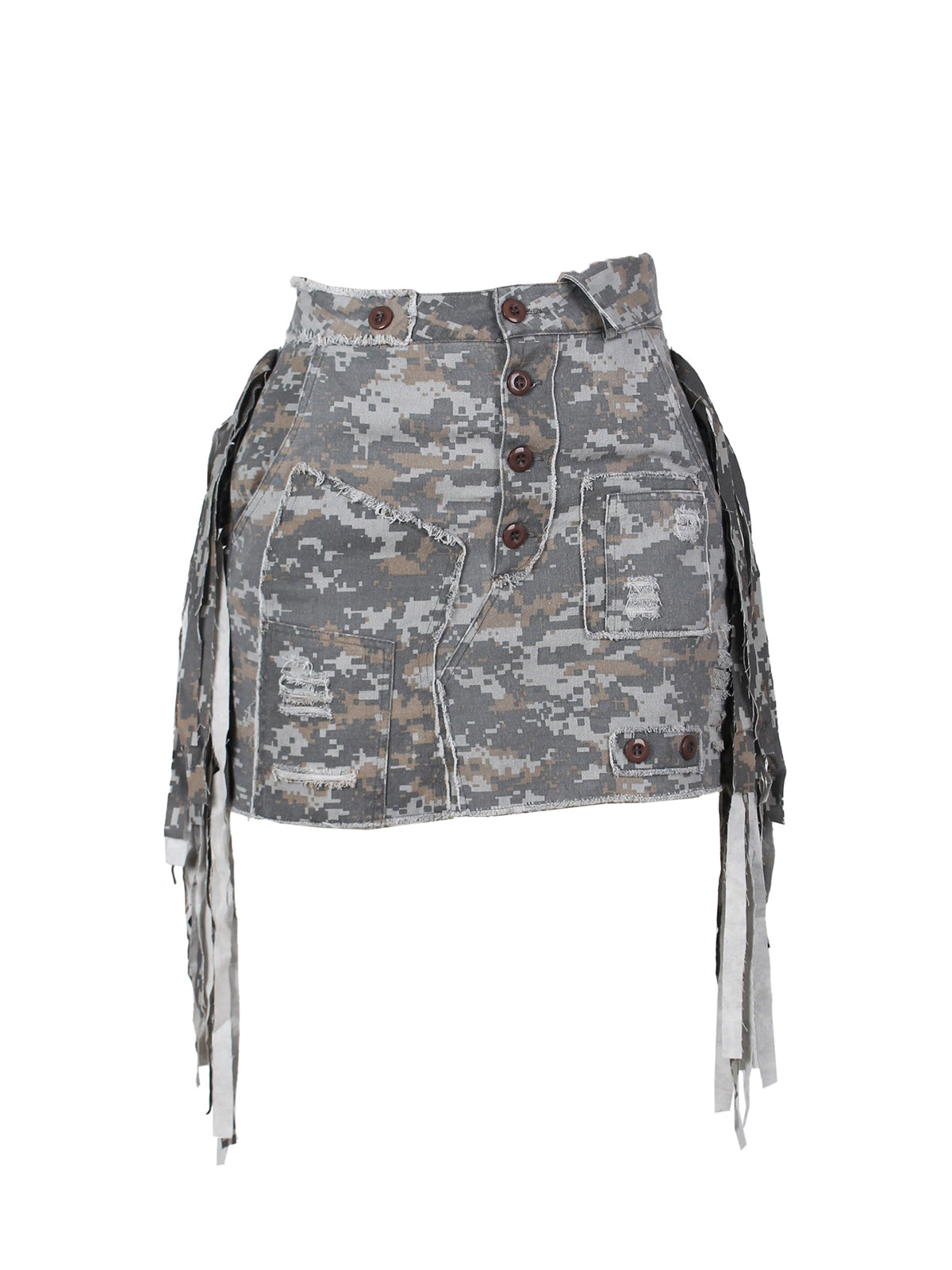 Camouflage Fringe Mini Skirt