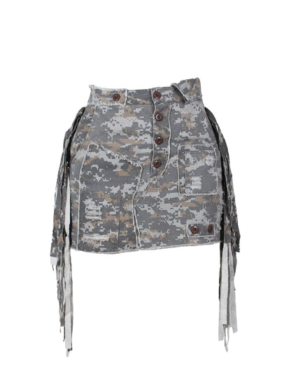 Camouflage Fringe Mini Skirt