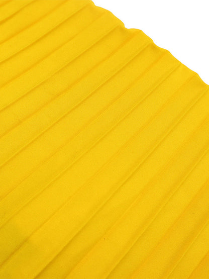 Pleated Cape Sleeve Midi Dress