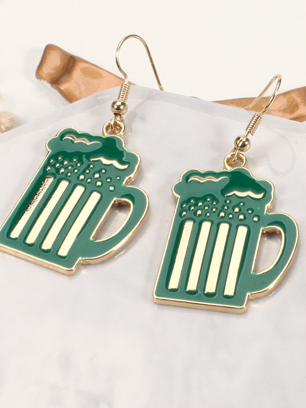 St Patrick's Day Clover Beer Earrings