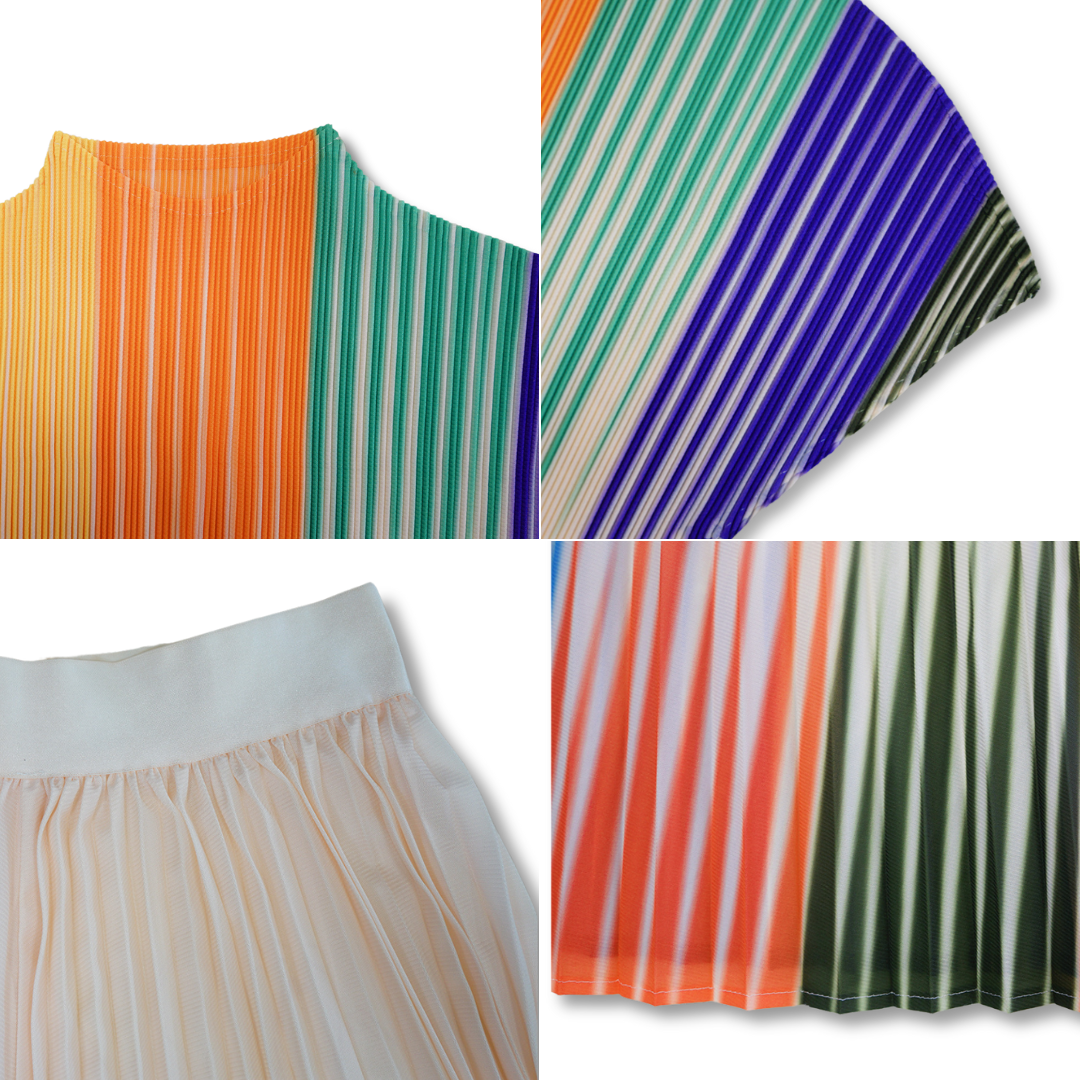 Trajes falda plisada con estampado floral de manga corta