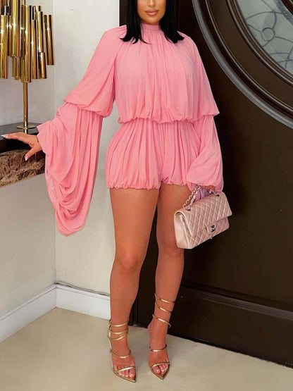 Ruffle Lantern Sleeve Top Shorts Set