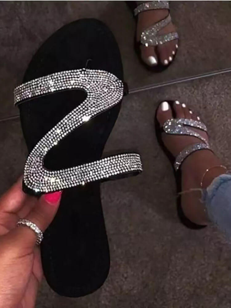 Rhinestone Patchwork Flip Flop