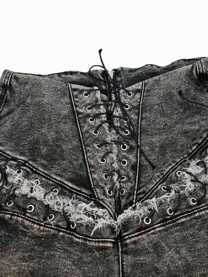 Lace-Up Cutout Denim Jeans