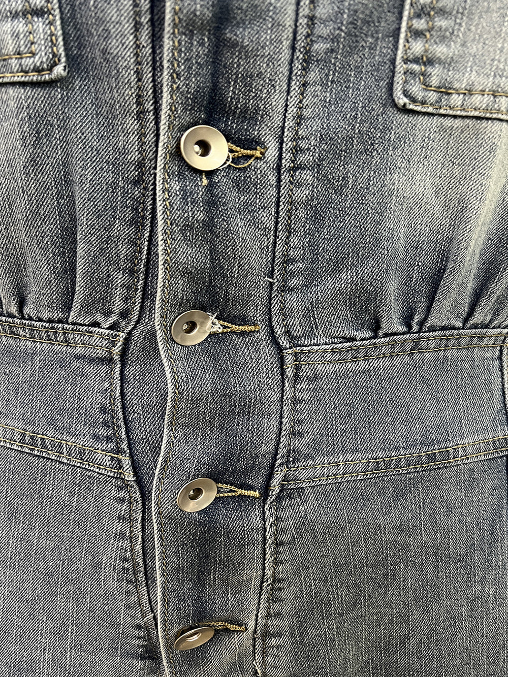 Sleeveless Button Denim Wide Leg Jumpsuit