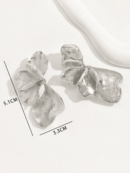 Metal Floral Petal Earrings
