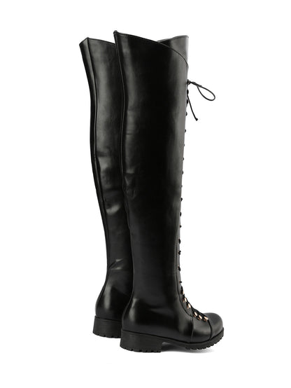 Lace-Up Over-the-Knee Riding Boots