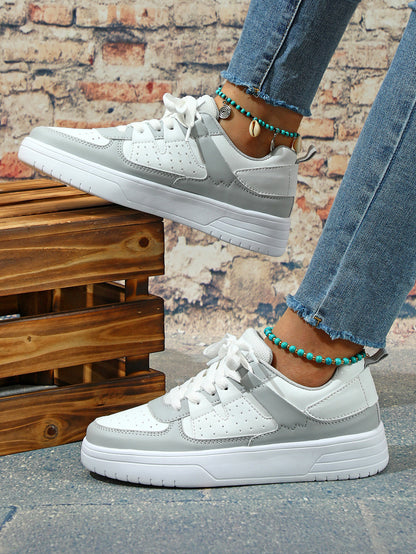 Colorblock Platform Lace-Up Sneakers