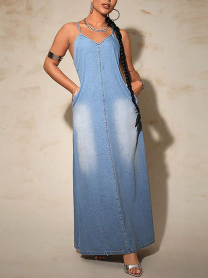 Plus Size Denim Maxi Dress