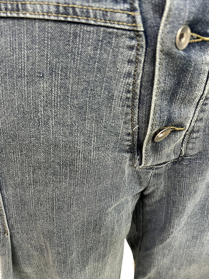 Sleeveless Button Denim Wide Leg Jumpsuit