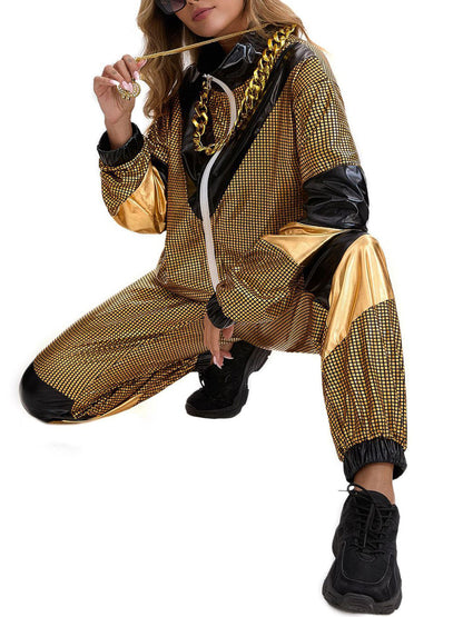 Halloween 80s Disco Glitter Jacket Pants Sets