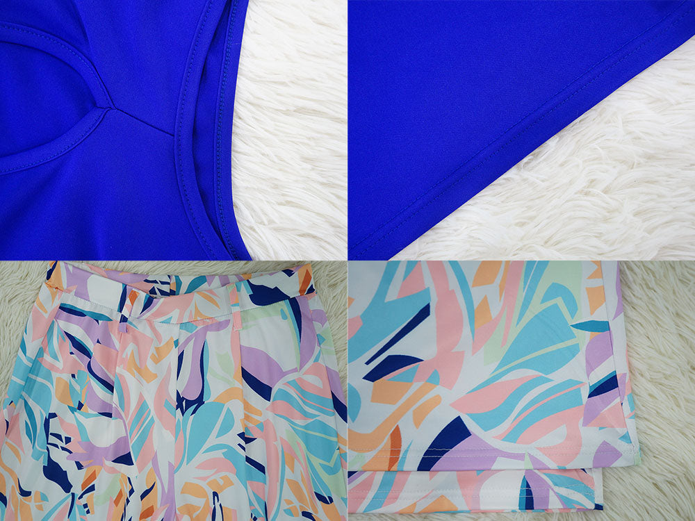 Two Piece Crop Top Floral Print Long Pants