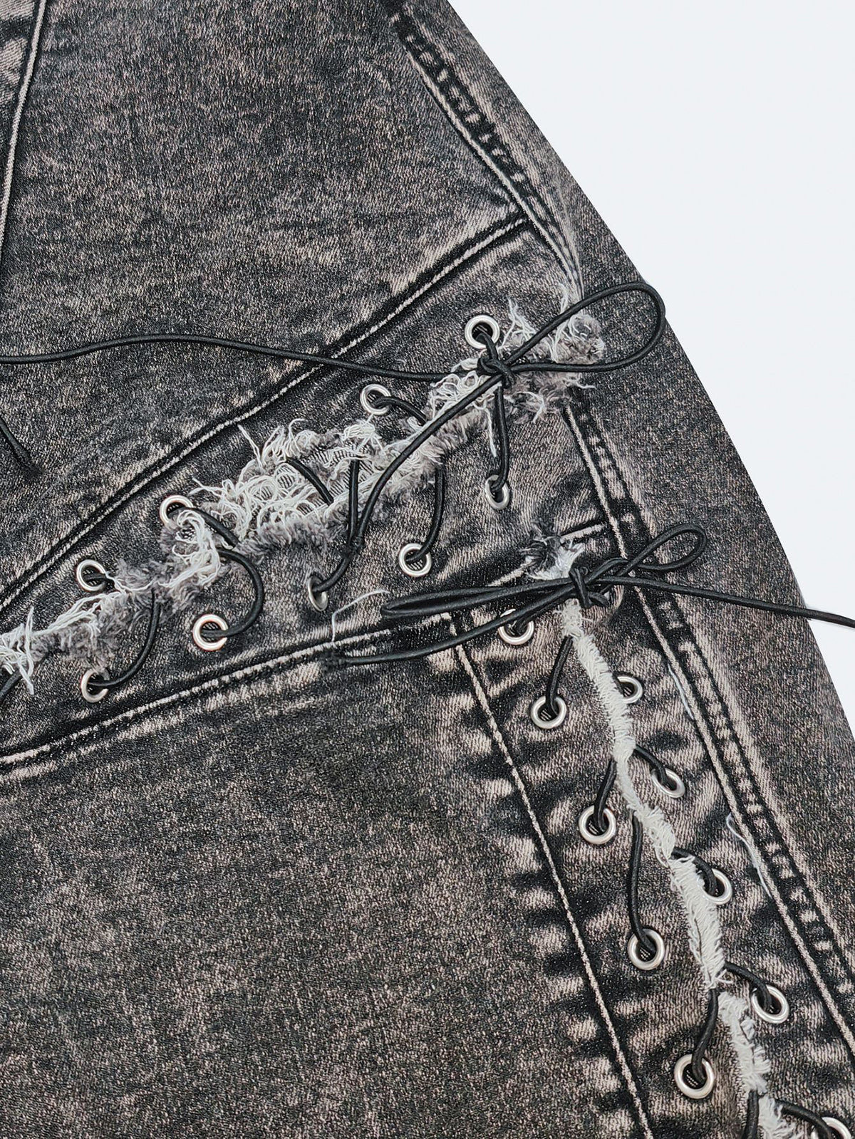 Lace-Up Cutout Denim Jeans