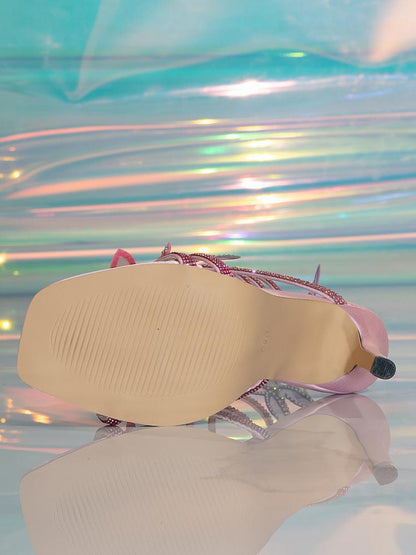 Rhinestone Butterfly Strappy Heel Sandals