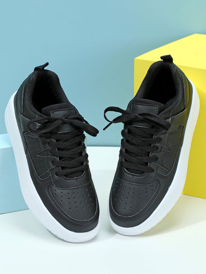 Colorblock Platform Lace-Up Sneakers