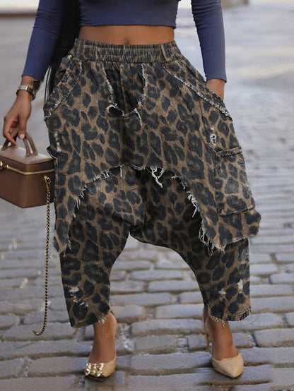 Distressed  Denim Harem Pants