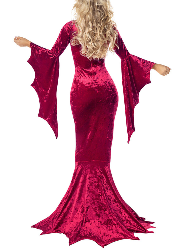 Halloween Costume Velvet Gothic Maxi Dress