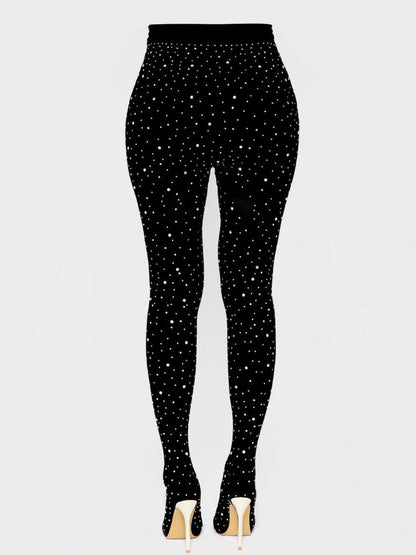 Rhinestone Stiletto Pointed Toe Pants Boots