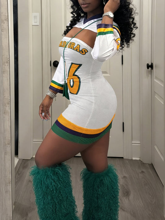 Sporty Letter Print Tube Mini Dress Set